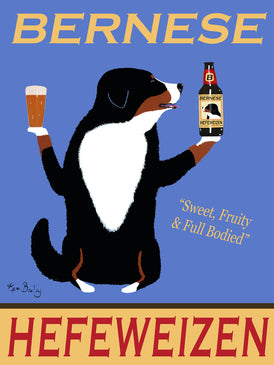 BERNESE HEFEWEIZEN - Retro Vintage Advertising Art featuring a Bernese by Ken Bailey