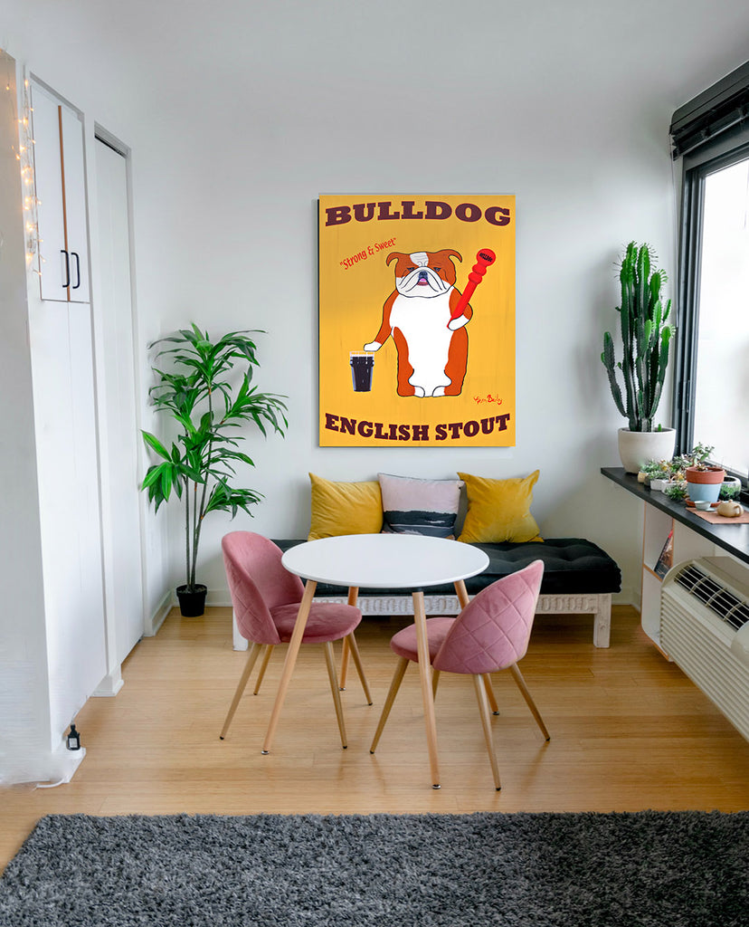 BULLDOG ENGLISH STOUT - Retro Vintage Advertising Art featuring an English Bulldog by Ken Bailey