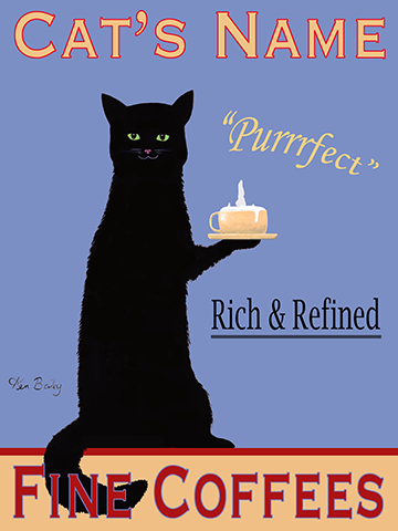 CUSTOM BLACK CAT FINE COFFEES - - Retro Vintage Advertising Art