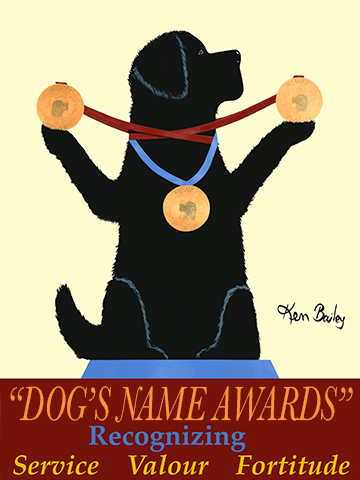 CUSTOM - THE NEWFY AWARDS - - Retro Vintage Advertising Art featuring a Newfoundland Retriever by Ken Bailey