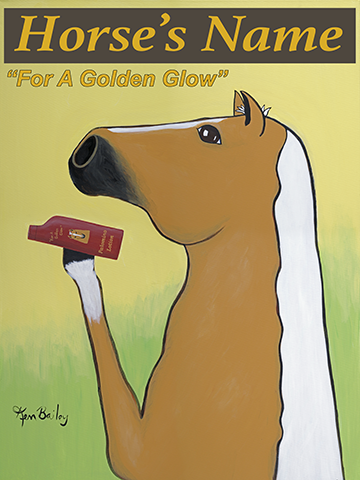 CUSTOM PALOMINO LOTION -- Retro Vintage Advertising Art featuring a Palomino horse by Ken Bailey