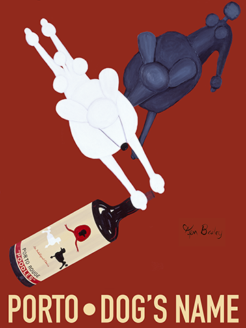 CUSTOM PORTO POODLES -- Retro Vintage Advertising Art featuring Poodles by Ken Bailey