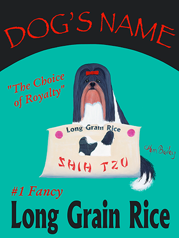 CUSTOM SHIH TZU LONG GRAIN RICE - Retro Vintage Advertising Art featuring a Shih Tzu by Ken Bailey