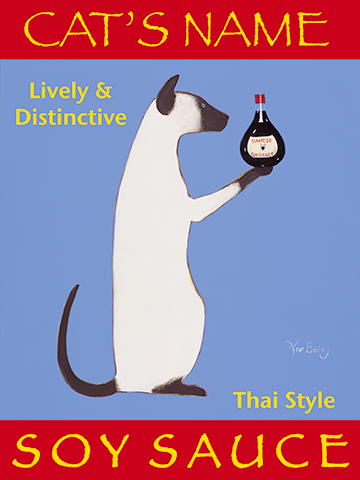CUSTOM SIAMESE SOY SAUCE -- Retro Vintage Advertising Art featuring a Siamese Cat by Ken Bailey