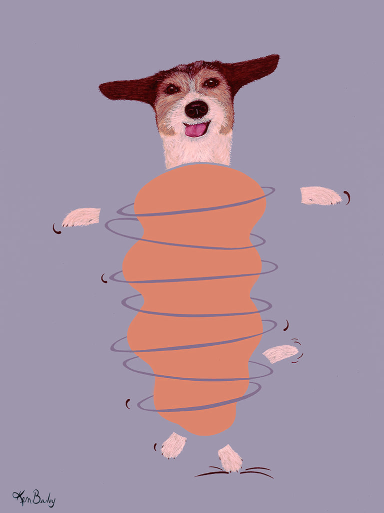 DO YOU WANT TO GO FOR A WALK? - Whimsical art featuring a Jack Russell Terrier by Ken Bailey