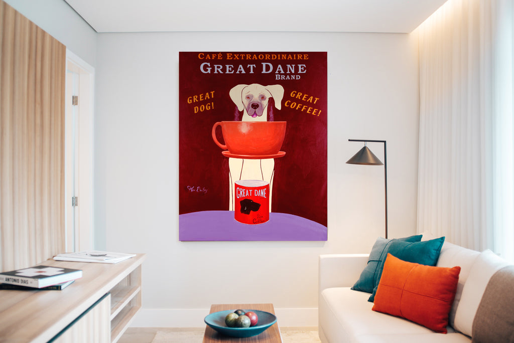 GREAT DANE BRAND COFFEE - The Original Painting - Retro Vintage Advertising Art featuring a Great Dane dog by Ken Bailey