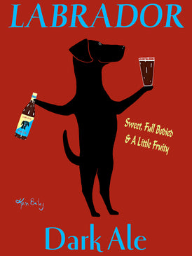 LABRADOR DARK ALE - Retro Vintage Advertising Art featuring a Labrador Retriever by Ken Bailey