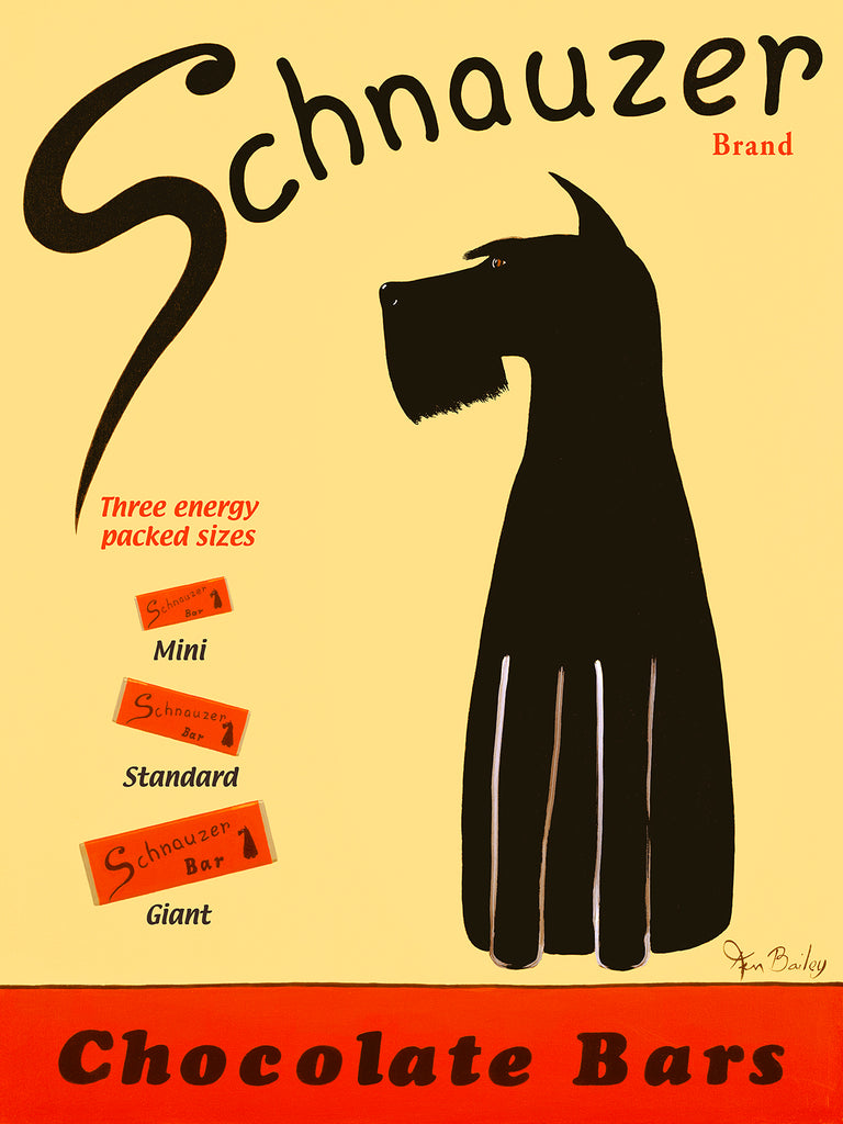 SCHNAUZER BARS - Retro Vintage Advertising Art featuring a Schnauzer by Ken Bailey