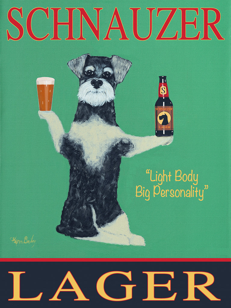 SCHNAUZER LAGER - Retro Vintage Advertising Art featuring a Schnauzer by Ken Bailey