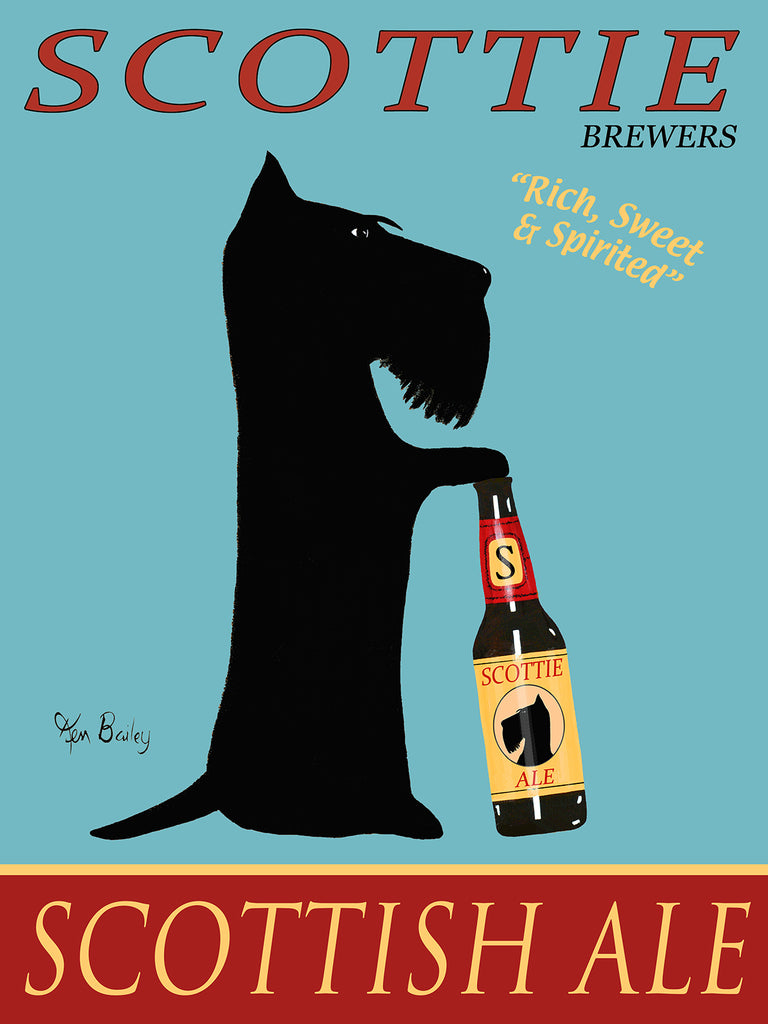 CUSTOM SCOTTIE ALE - Retro Vintage Advertising Art featuring a Scottish Terrier by Ken Bailey