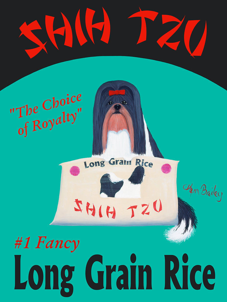 CUSTOM SHIH TZU LONG GRAIN RICE - Retro Vintage Advertising Art featuring a Shih Tzu by Ken Bailey