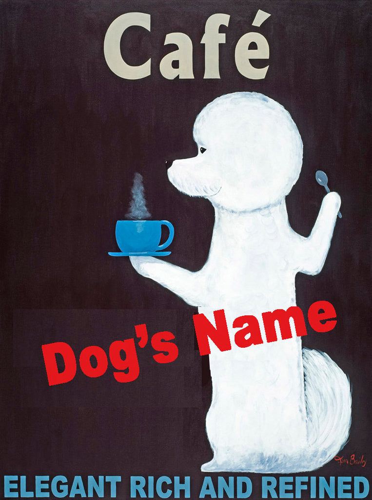 Custom Café Bichon - Retro Vintage Advertising Art featuring a Bichon Frise by Ken Bailey