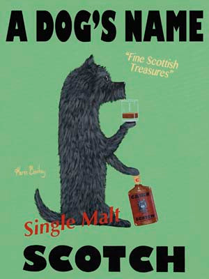 CUSTOM CAIRN SCOTCH - Retro Vintage Advertising Art featuring a Cairn Terrier by Ken Bailey