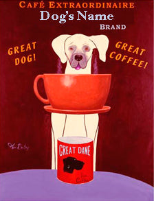 CUSTOM GREAT DANE COFFEE -- Retro Vintage Advertising Art featuring a Great Dane by Ken Bailey