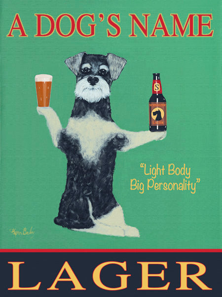 CUSTOM SCHNAUZER LAGER -- Retro Vintage Advertising Art featuring a Schnauzer by Ken Bailey