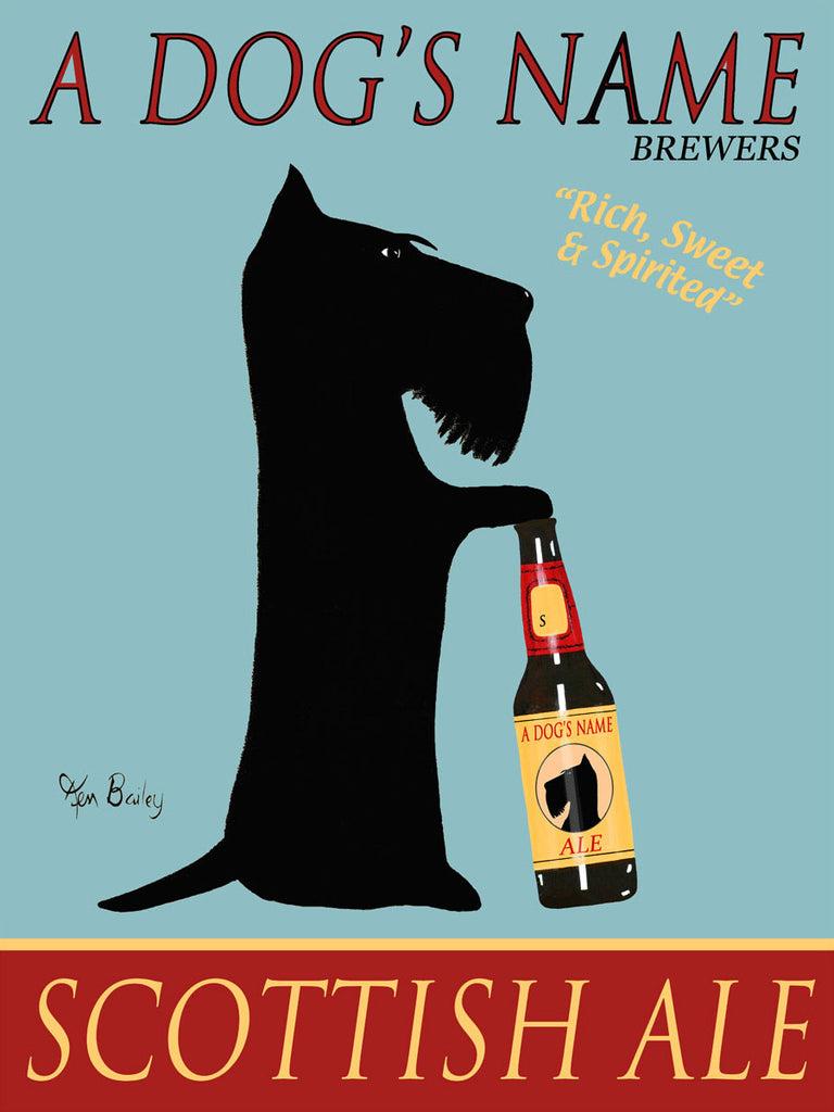 CUSTOM SCOTTIE ALE - Retro Vintage Advertising Art featuring a Scottish Terrier by Ken Bailey