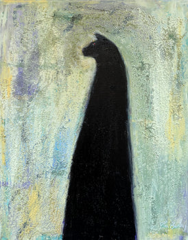 BLACK CAT WITH GREEN