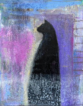 BLACK CAT WITH PURPLE