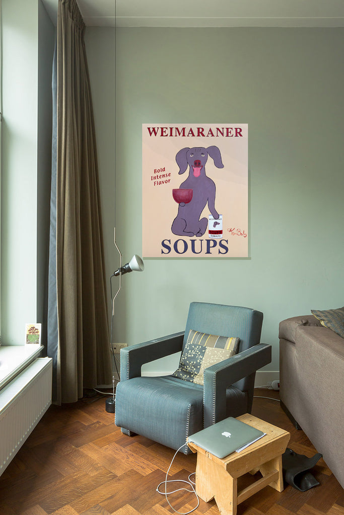 WEIMARANER SOUPS - The Original Painting - Retro Vintage Advertising Art featuring a Weimaraner by Ken Bailey