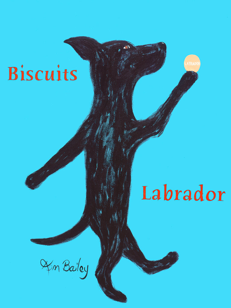 BISCUITS LABRADOR - Retro Vintage Advertising Art featuring a Labrador by Ken Bailey