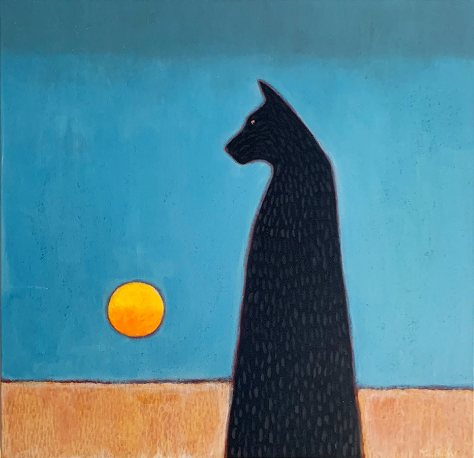 BLACK CAT IN THE AFTERNOON - Original Painting
