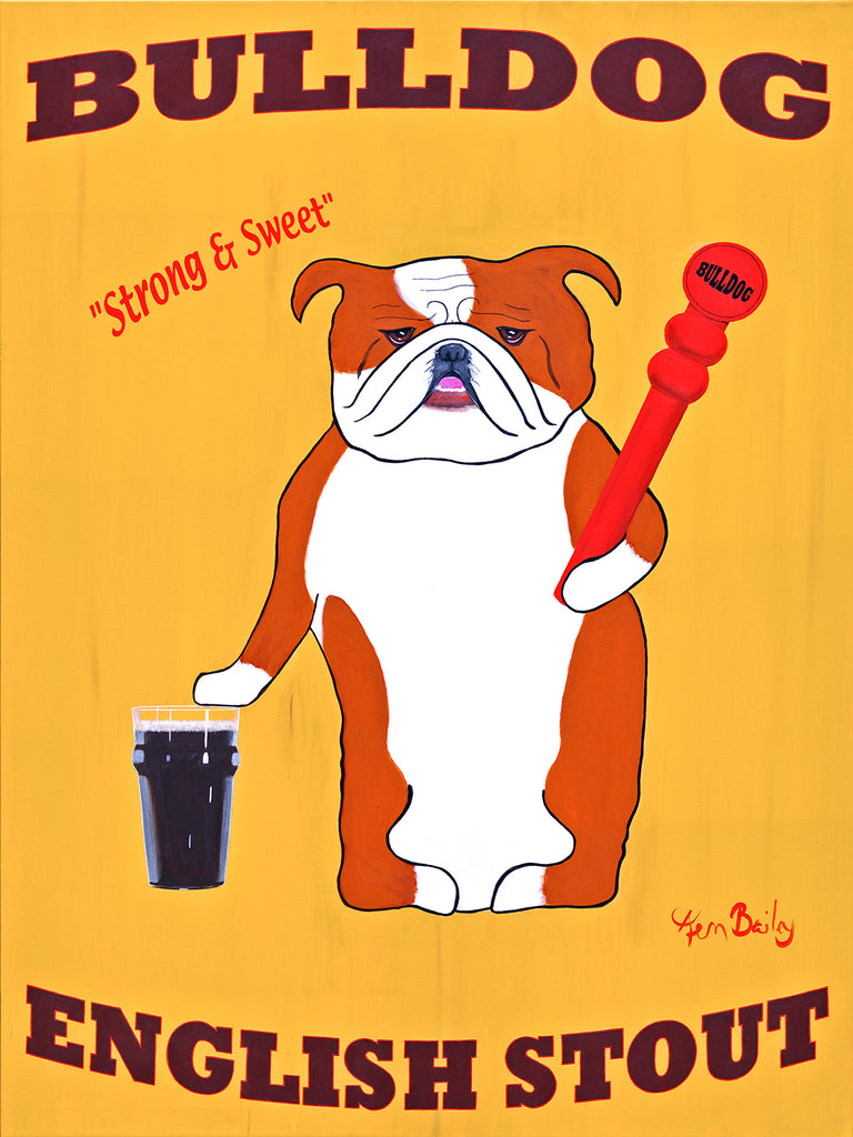 BULLDOG ENGLISH STOUT - The Original Painting - Retro Vintage Advertising Art featuring an English Bulldog by Ken Bailey