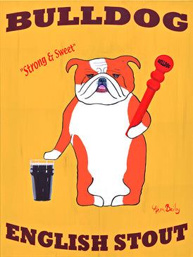 BULLDOG ENGLISH STOUT - Retro Vintage Advertising Art featuring an English Bulldog by Ken Bailey