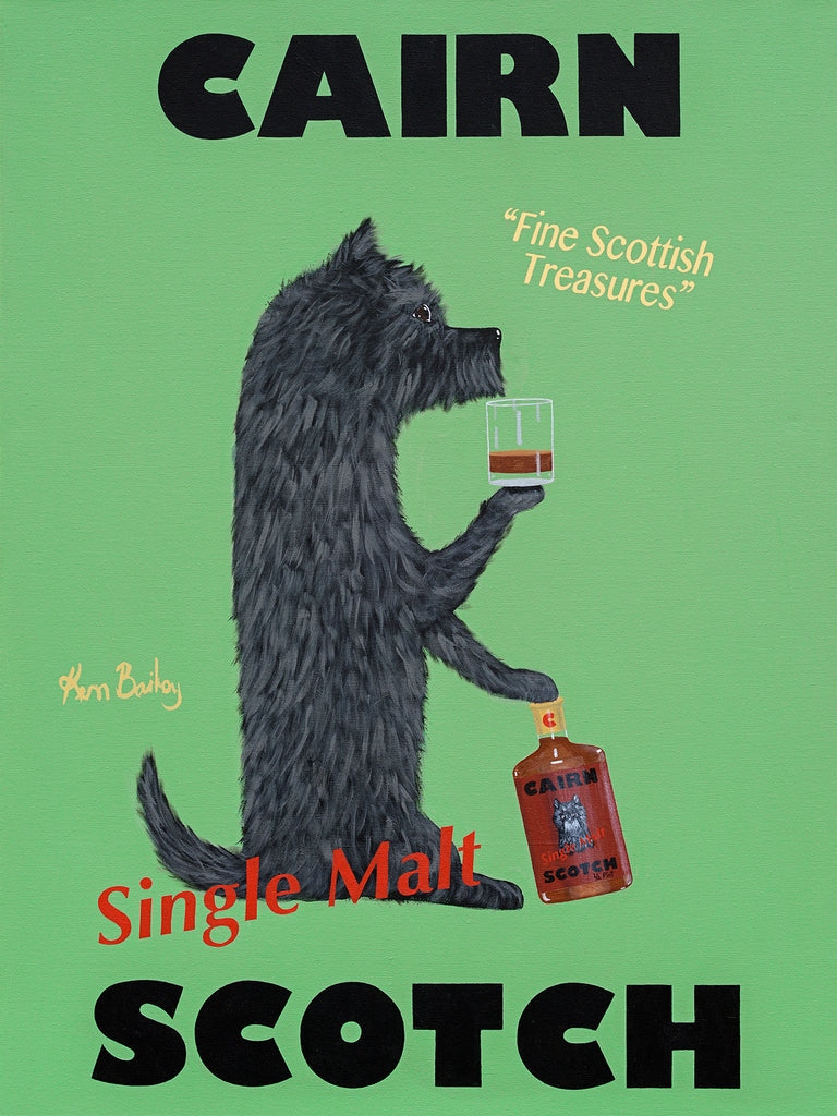 CAIRN SCOTCH - Retro Vintage Advertising Art featuring a Cairn Terrier by Ken Bailey