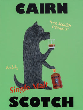 CUSTOM CAIRN SCOTCH - Retro Vintage Advertising Art featuring a Cairn Terrier by Ken Bailey