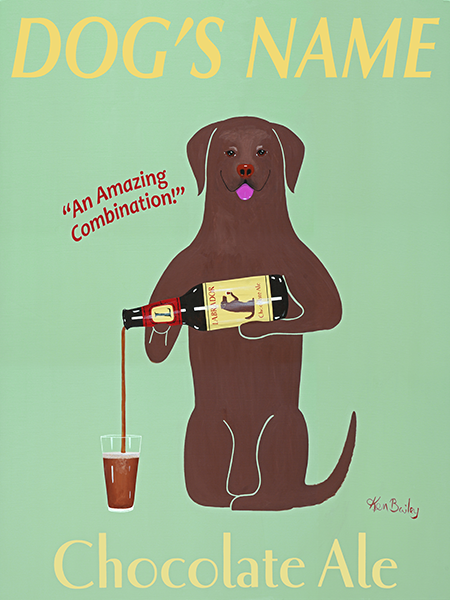 CUSTOM LABRADOR CHOCOLATE ALE - Retro Vintage Advertising Art featuring a Labrador Retriever by Ken Bailey