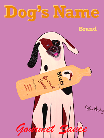 CUSTOM MUTT BRAND -- Retro Vintage Advertising Art featuring a Mutt or mixed breed by Ken Bailey