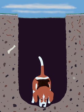 ONE BEAGLE - 1 AFTERNOON - Whimsical art featuring a Beagle by Ken Bailey