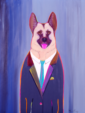 POLICE DOG DETECTIVE - Whimsical Art featuring a German Shepherd by Ken Bailey