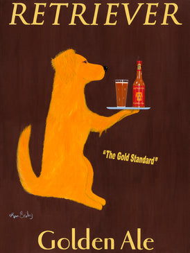 CUSTOM RETRIEVER GOLDEN ALE -- Retro Vintage Advertising Art featuring a Golden Retriever by Ken Bailey