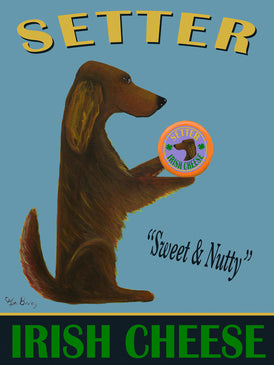 SETTER IRISH CHEESE - Retro Vintage Advertising Art featuring an Irish Setter by Ken Bailey