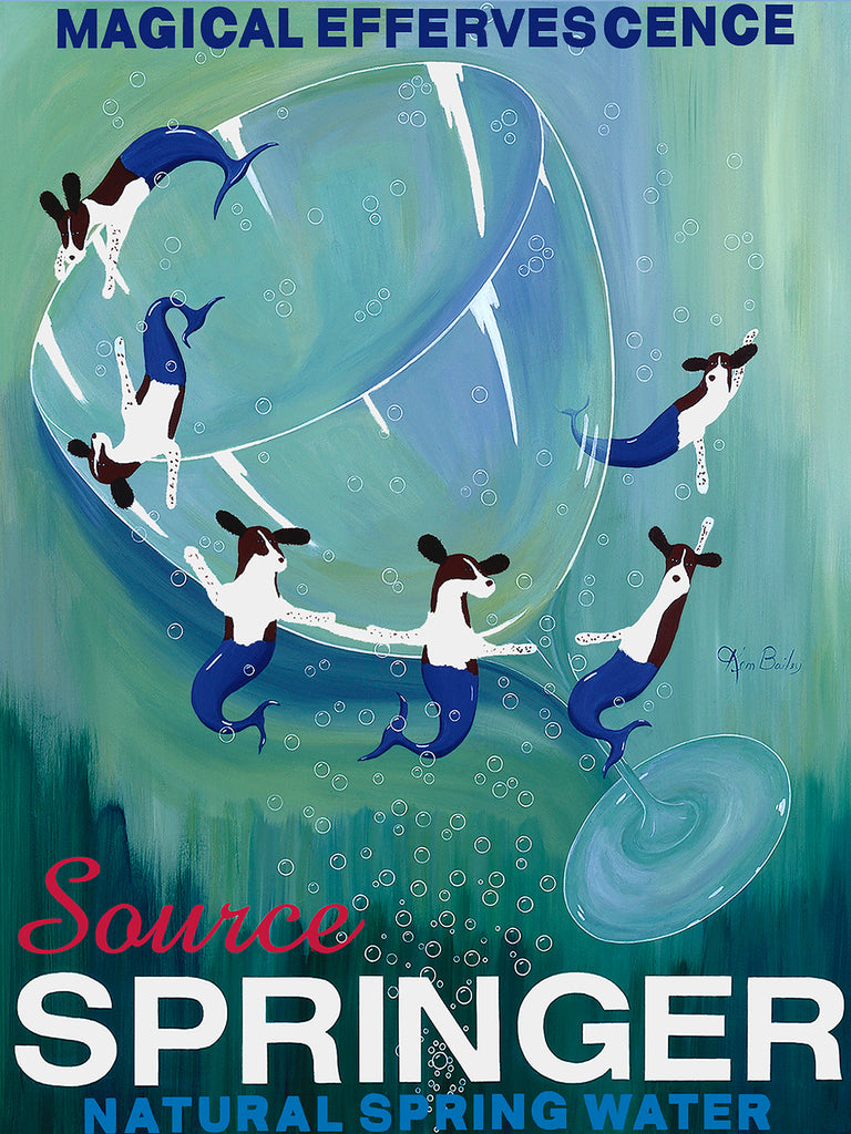 SOURCE SPRINGER - Retro Vintage Advertising Art featuring a Springer Spaniel by Ken Bailey