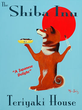 THE SHIBA INU TERIYAKI HOUSE - Retro Vintage Advertising Art featuring a Shiba Inu by Ken Bailey