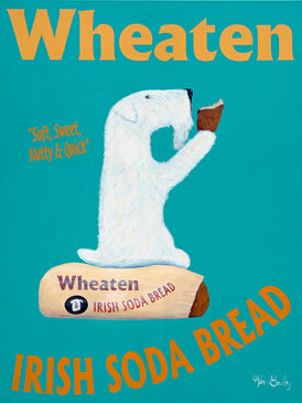 WHEATEN IRISH SODA BREAD - Retro Vintage Advertising Art featuring a Wheaten Irish Terrier by Ken Bailey