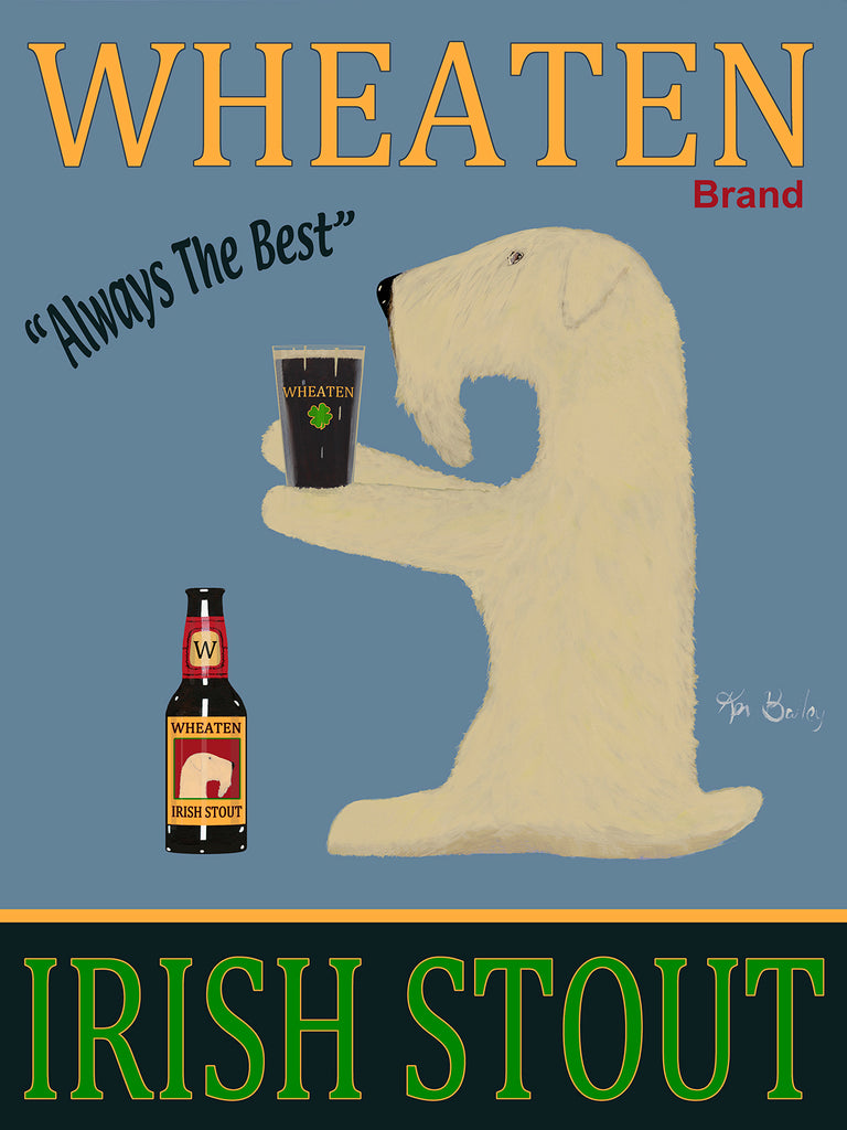 WHEATEN IRISH STOUT - Retro Vintage Advertising Art featuring a Wheaten Irish Terrier by Ken Bailey