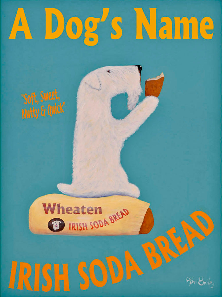 CUSTOM WHEATEN IRISH SODA BREAD -- Retro Vintage Advertising Art featuring a Wheaten Irish Terrier by Ken Bailey